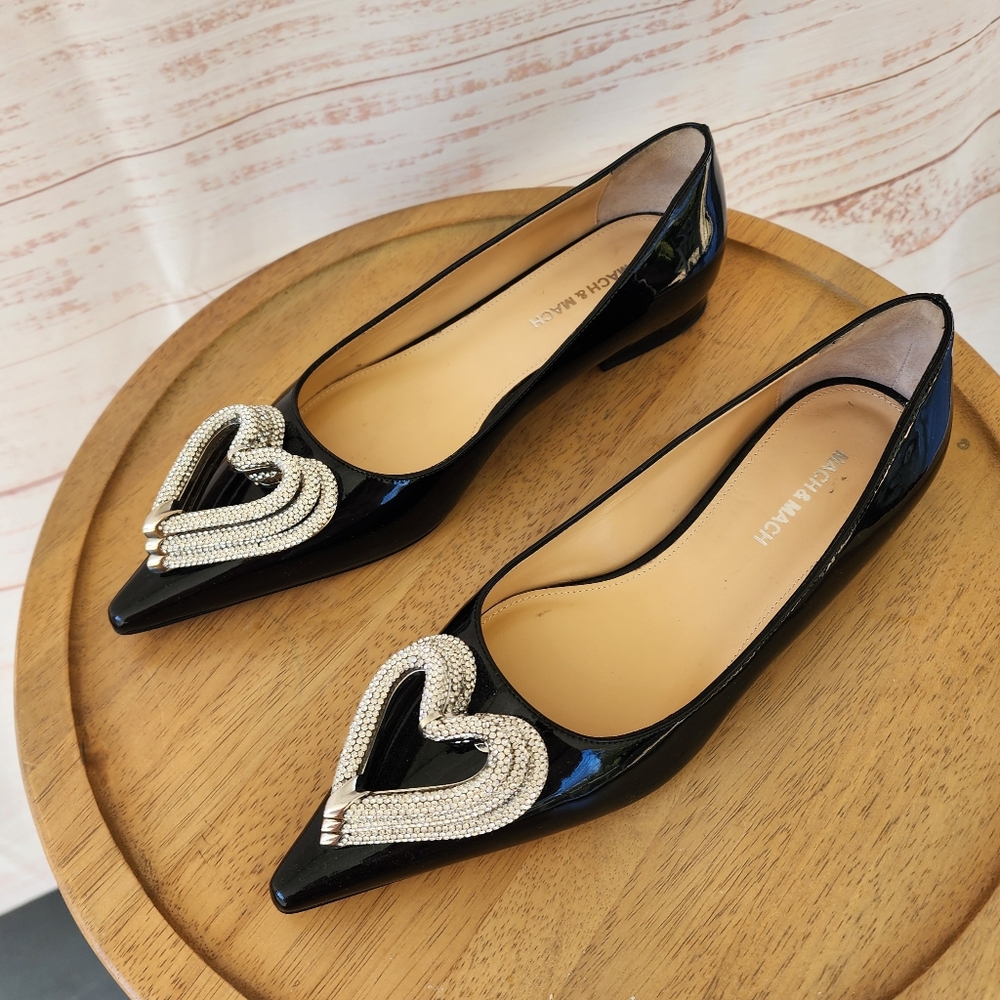 MACH & MACH Crystal Triple Heart Flats